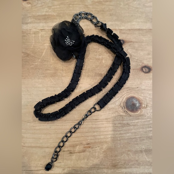 Womens VTG Ribbon Organza Silver chain floral belt cottagecore Stevie Nicks L/XL - Picture 7 of 7